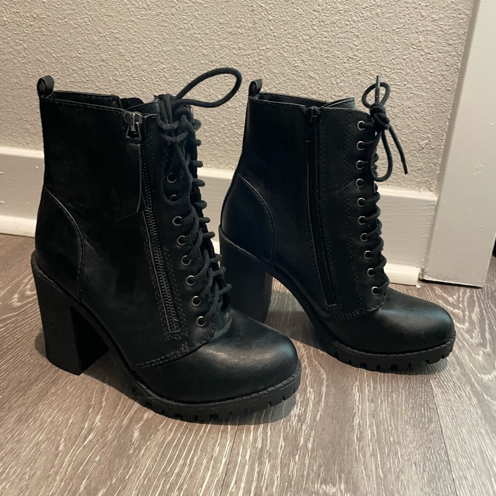 SODA Brand Heeled Combat Boots